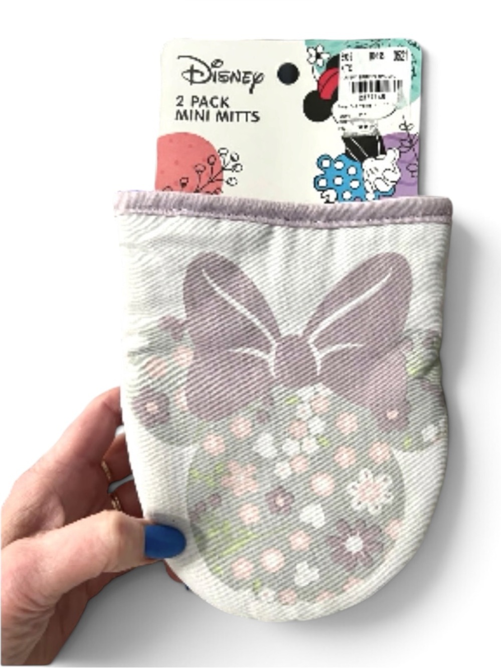 Disney 2pc Mini Oven mitts with Minnie bow and head and silicone grips new